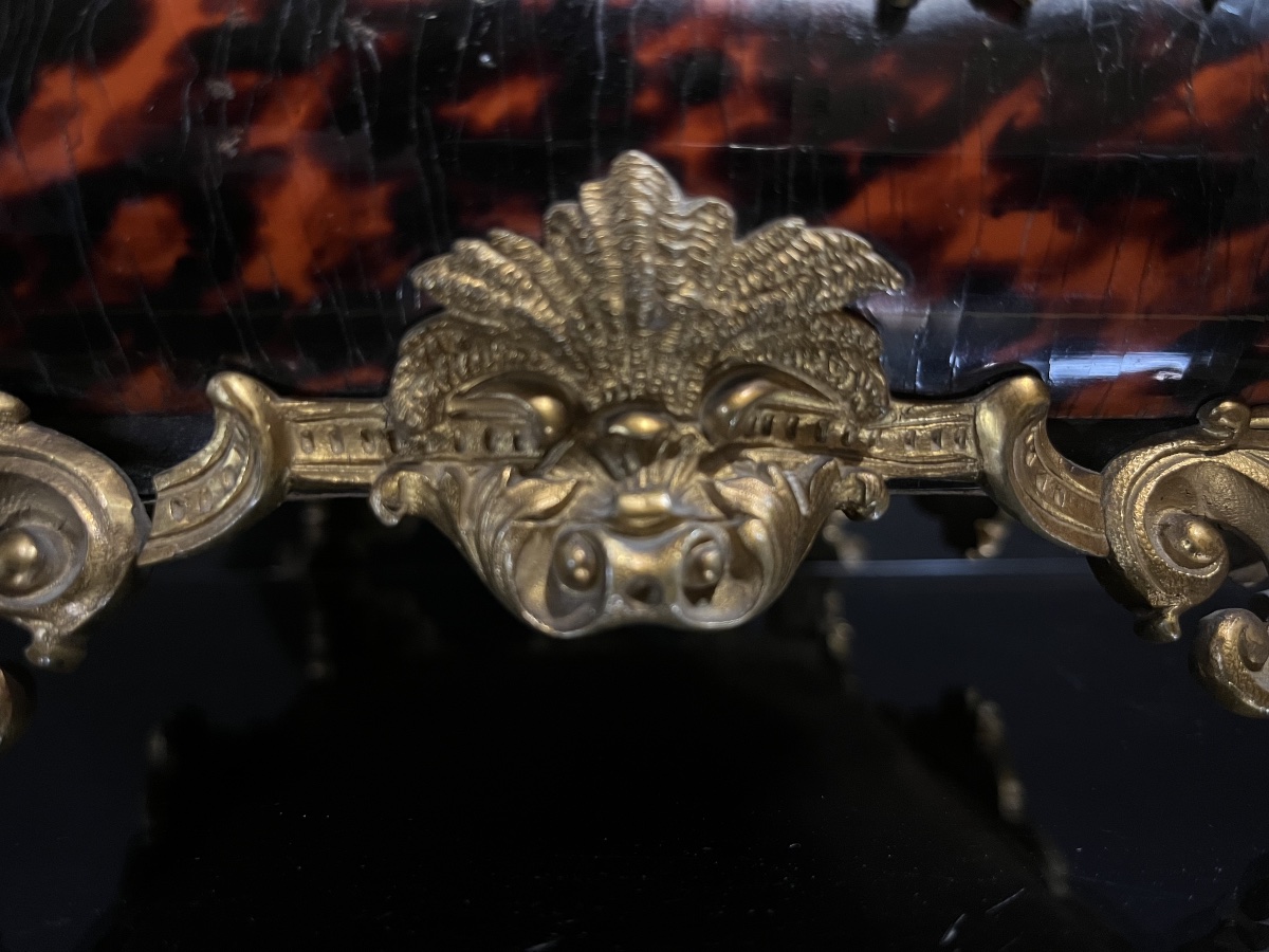 Large Rocaille Jewelry Box In Tortoiseshell And Gilded Bronzes, France Circa 1880.-photo-4
