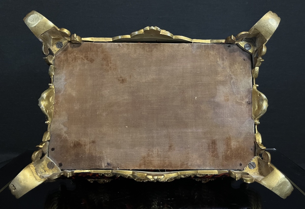 Large Rocaille Jewelry Box In Tortoiseshell And Gilded Bronzes, France Circa 1880.-photo-1