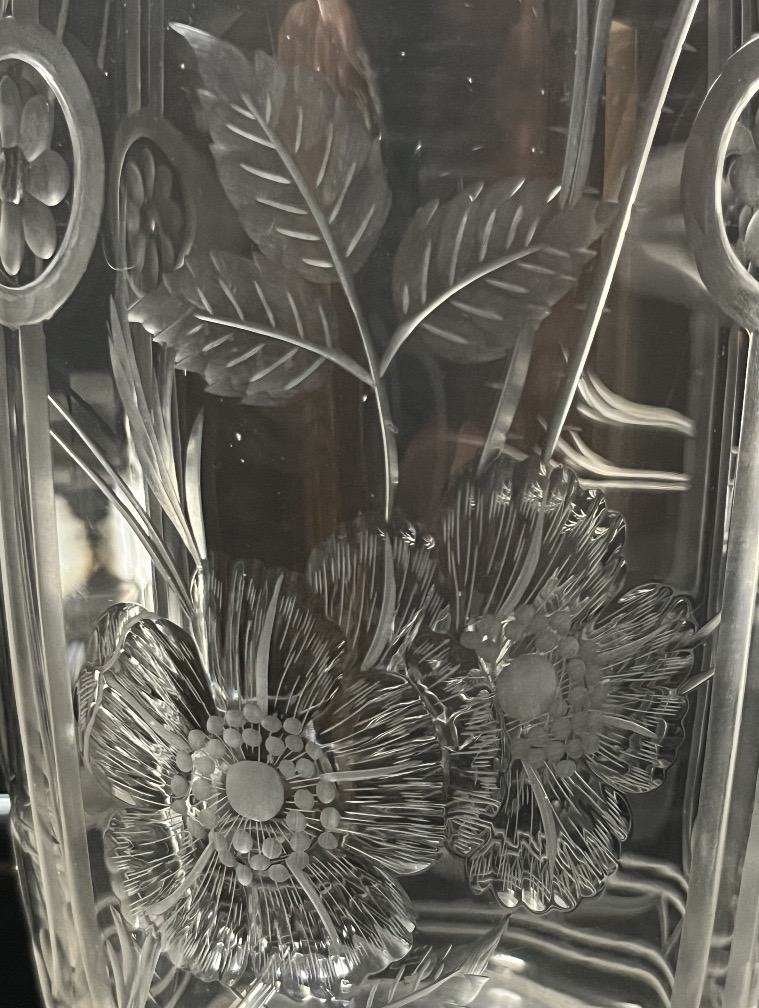 Pair Of Japanese Engraved And Cut Crystal Vases, Baccarat? Bohème? Circa 1890-photo-4