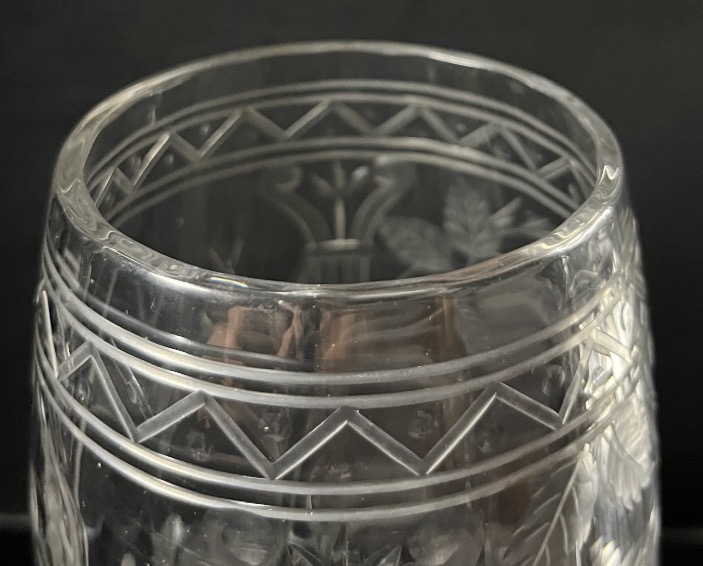 Pair Of Japanese Engraved And Cut Crystal Vases, Baccarat? Bohème? Circa 1890-photo-3