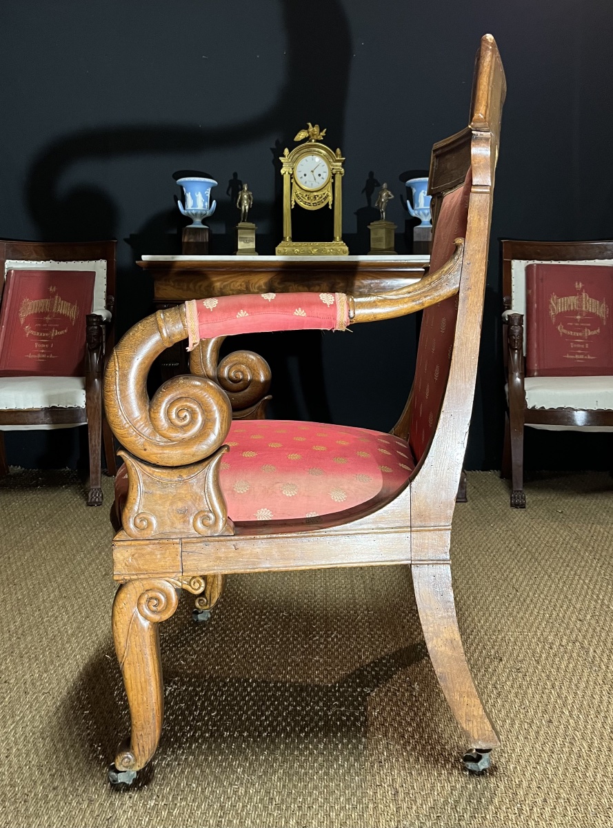 Fauteuil de bureau d’époque Restauration, attr à J.J.Werner 1791-1849-photo-1