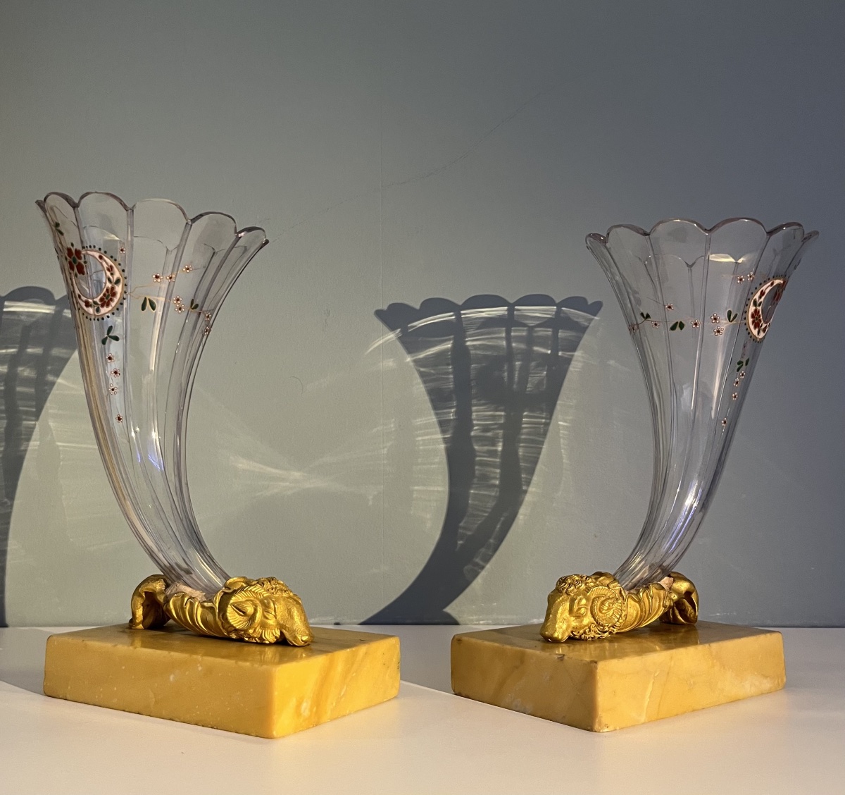 Pair Of Rhyton Vases, Baccarat, Circa 1870-photo-2