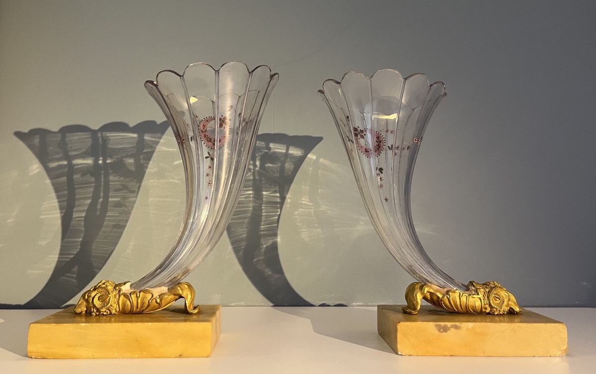 Pair Of Rhyton Vases, Baccarat, Circa 1870-photo-4