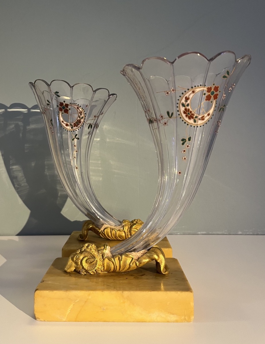 Pair Of Rhyton Vases, Baccarat, Circa 1870-photo-1