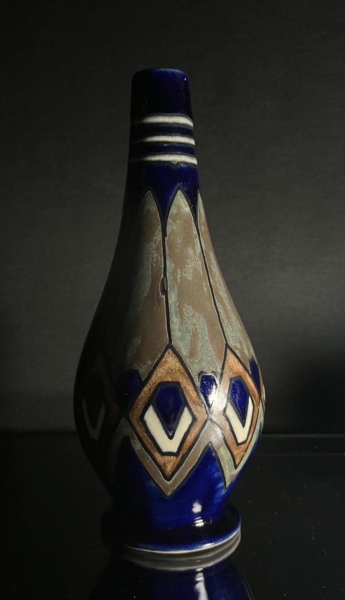 Odetta Quimper, vase à décor géométrique vers 1930-photo-2