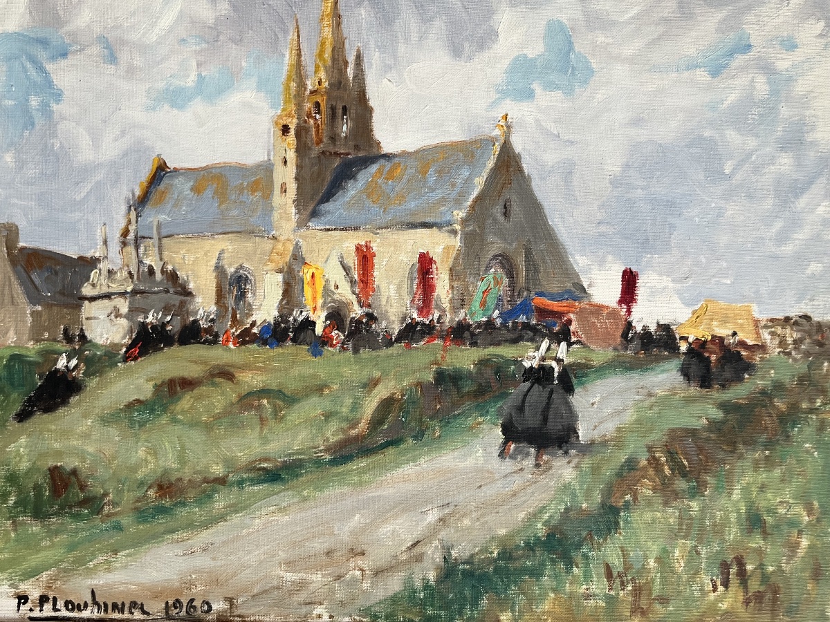 “pierre Plouhinec 1907–1984” *pardon Breton*, Oil On Canvas, Dated 1960-photo-2