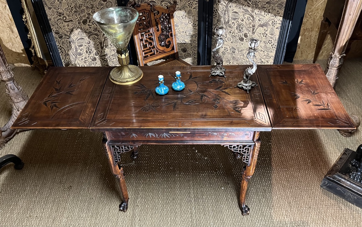 « Gabriel Viardot » bureau et sa chaise d’esprit japonisant, circa 1880-photo-3