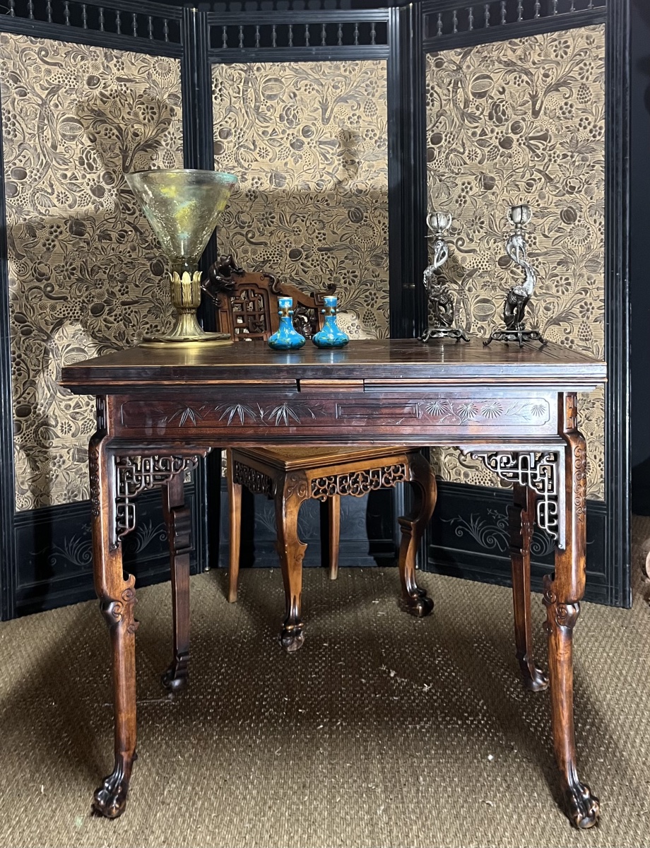 « Gabriel Viardot » bureau et sa chaise d’esprit japonisant, circa 1880-photo-1