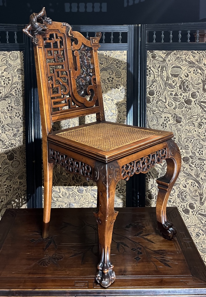« Gabriel Viardot » bureau et sa chaise d’esprit japonisant, circa 1880-photo-3