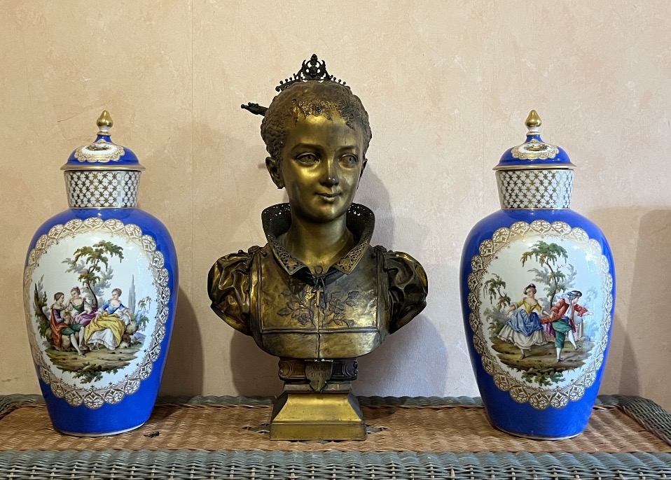 Paire de Grandes Potiches Couvertes en Porcelaine de Saxe par Helena Wolfsohn, Circa 1880-photo-8