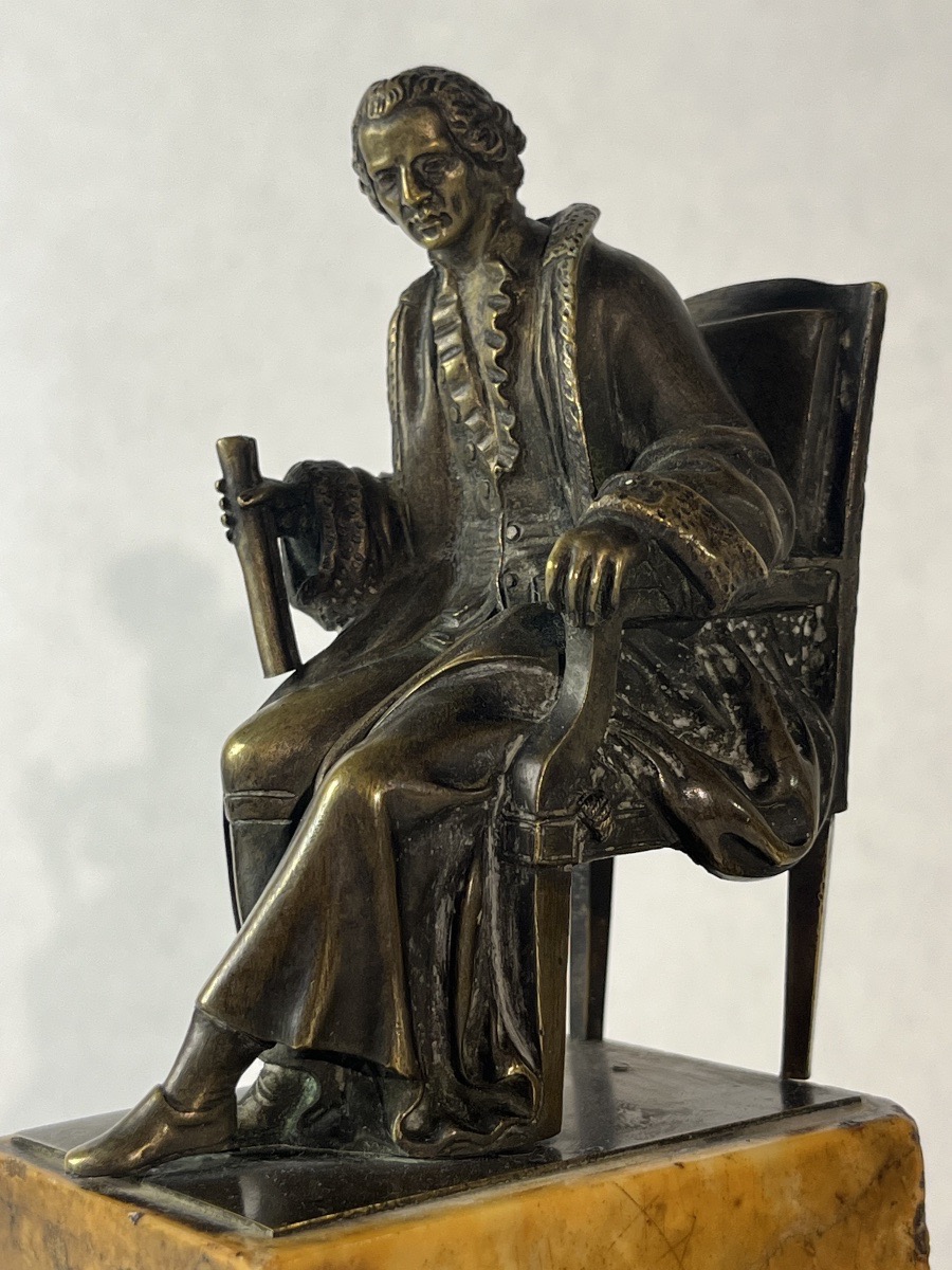Paire de Bronzes Voltaire & Rousseau - Époque Restauration-photo-3