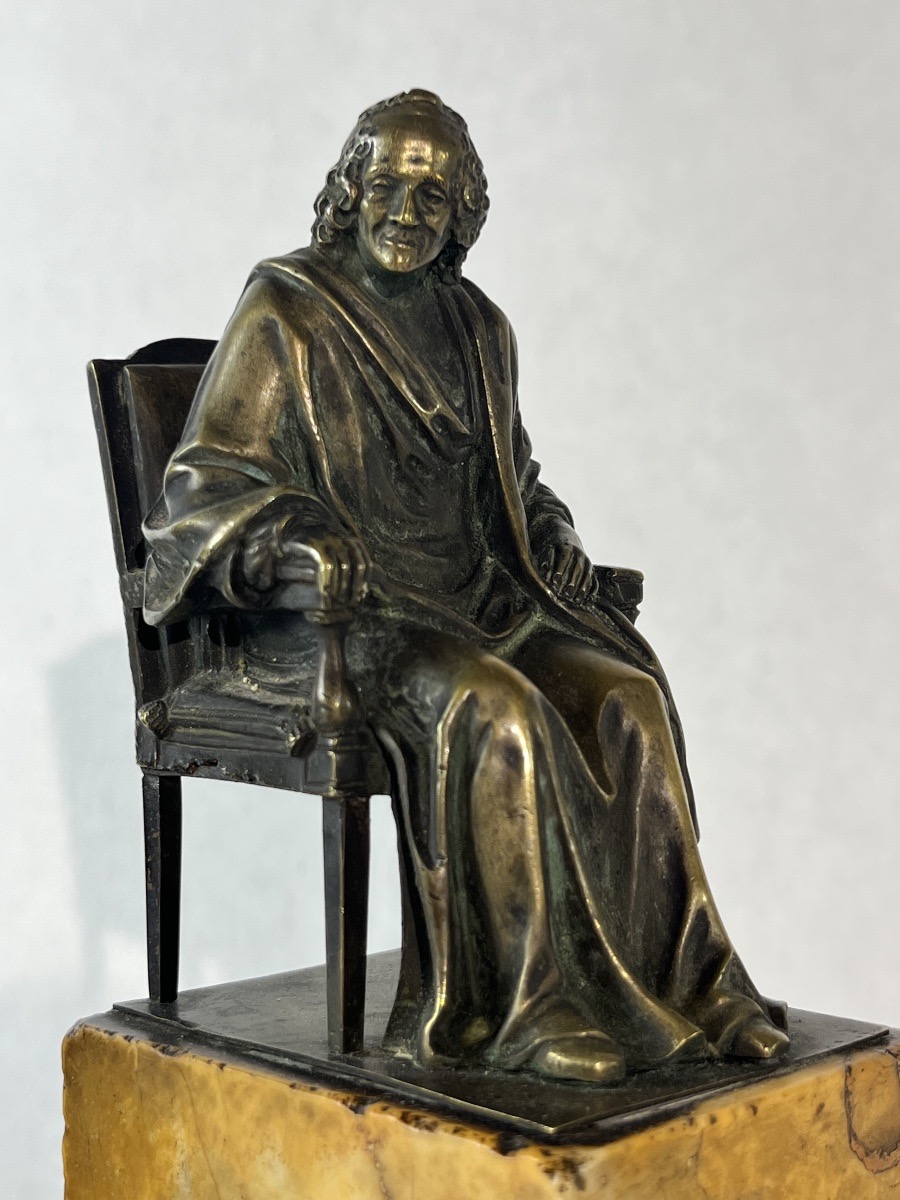 Paire de Bronzes Voltaire & Rousseau - Époque Restauration-photo-4