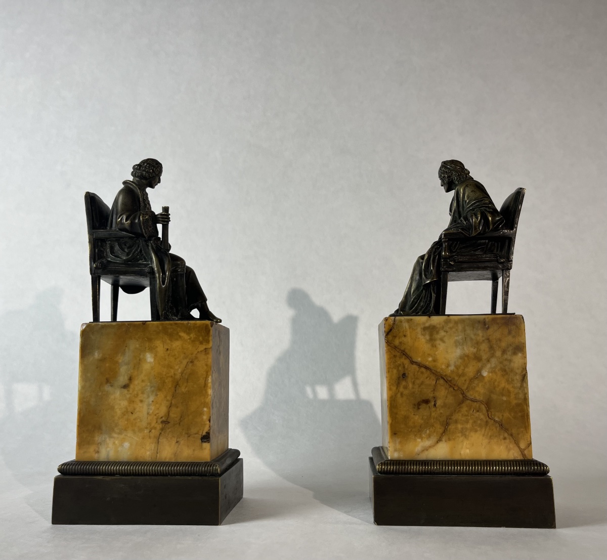 Paire de Bronzes Voltaire & Rousseau - Époque Restauration-photo-2