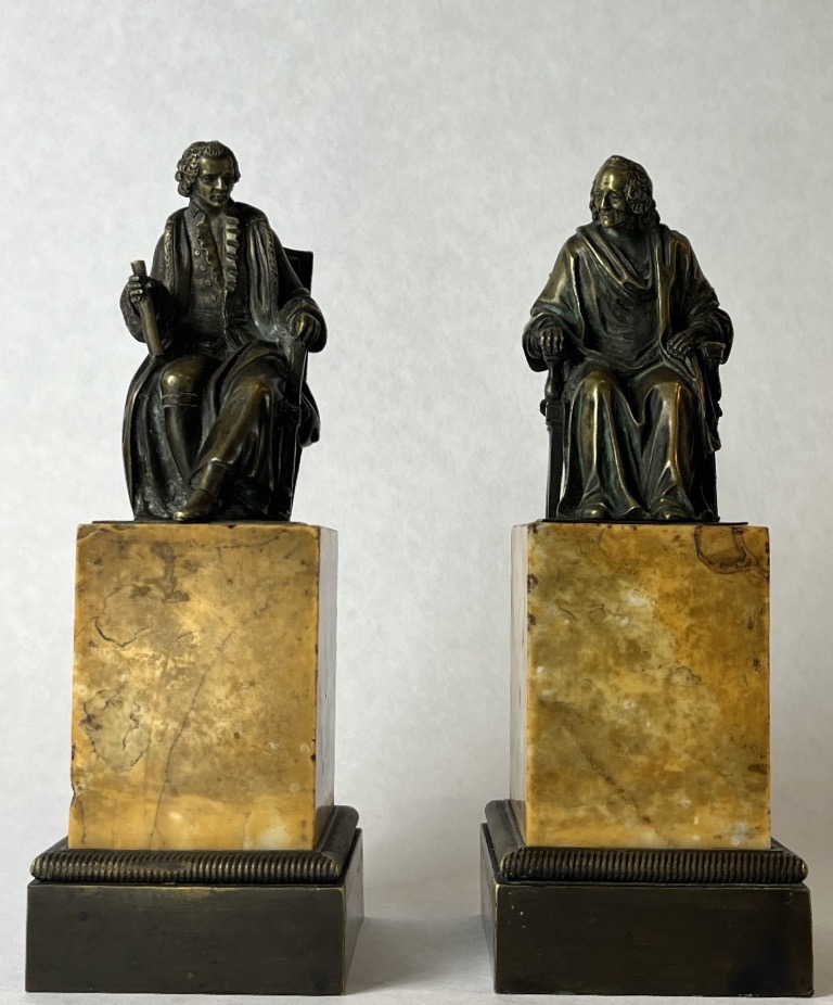 Paire de Bronzes Voltaire & Rousseau - Époque Restauration