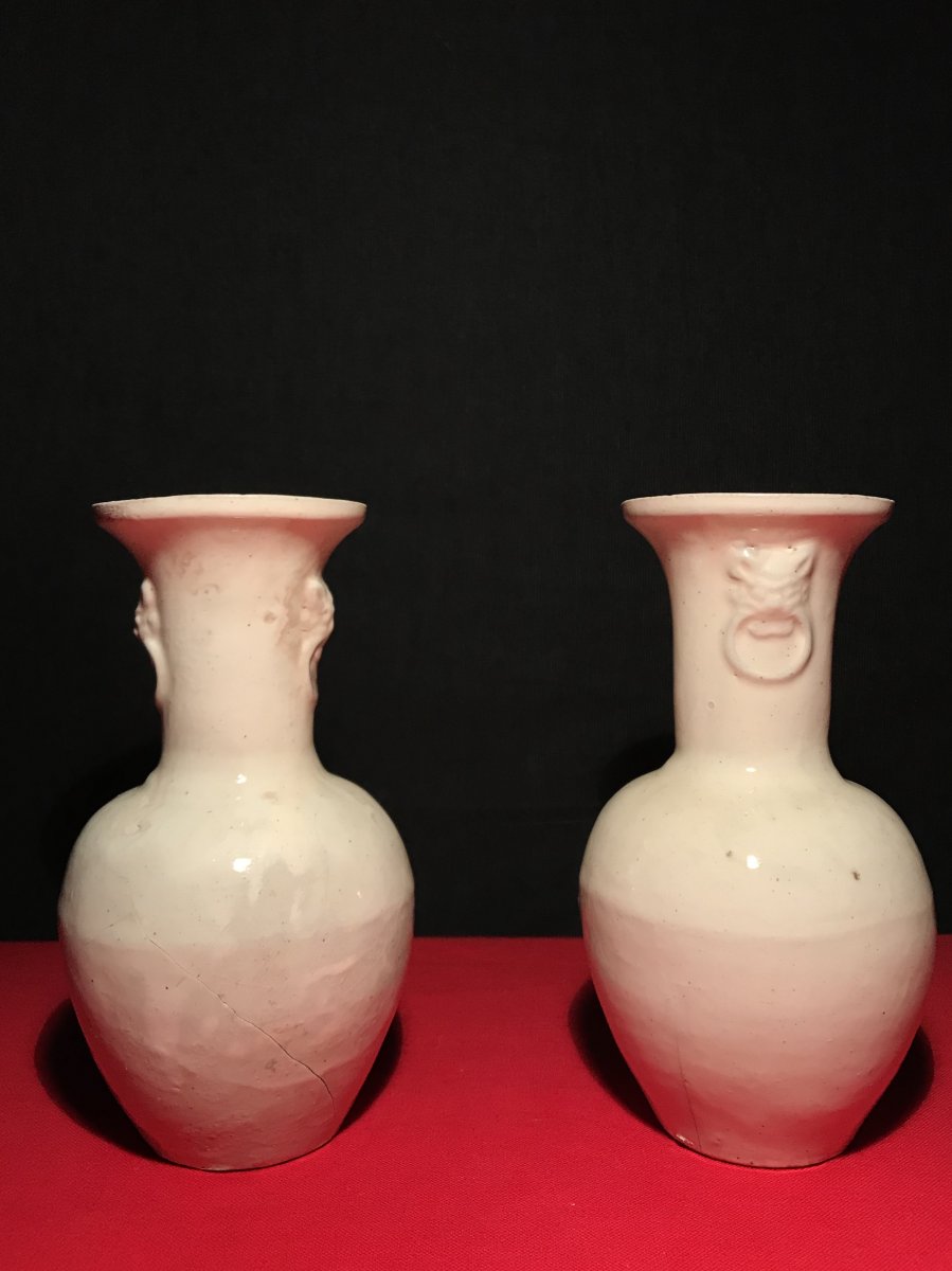 Paire De Vase En Grès A Glaçure Blanche, Chine époque Song(960-1279)-photo-2