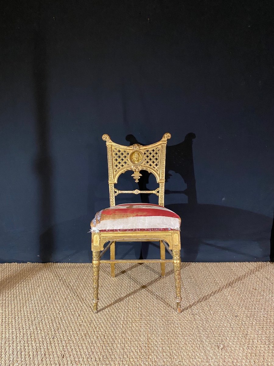 « Herter Brothers Attr à » Rare Chaise En Bois Doré, état Unis Vers 1900-photo-1