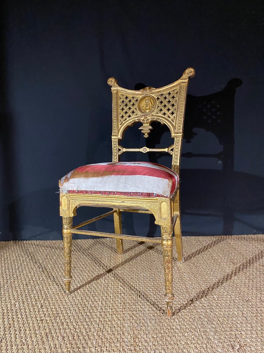 « Herter Brothers Attr à » Rare Chaise En Bois Doré, état Unis Vers 1900