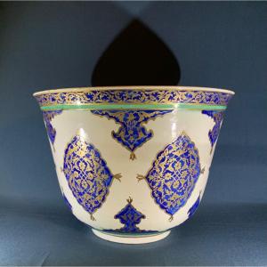 “edmé Samson & Cie 1810-1891” Large Basin With Safavid Decor, France Circa 1870