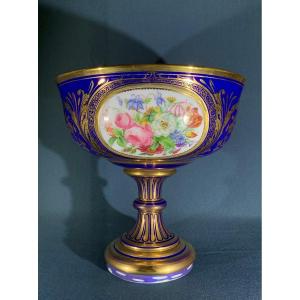 Magnifique Coupe Centre De Table En Opaline Doublée, France Vers 1840