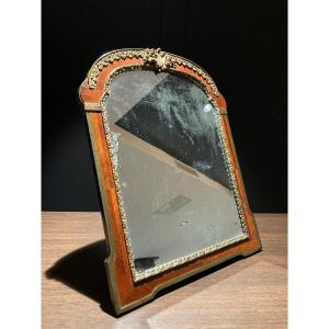 Miroir En Placage Et Bronze Doré D’époque Louis XIV