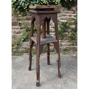 Sculptor's Stool With Rotating Oak Top, Circa 1900