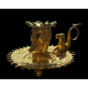 Charles X Period Gilt Bronze Hand Candlestick