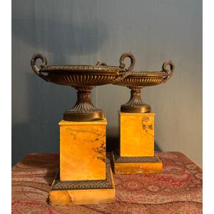 Pair Of Snake Tazzas, France Circa 1830