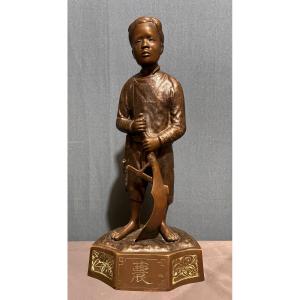"the Harvester", Bronze Sculpture From The Nguyen Phong Workshop, Vietnam, Circa 1930