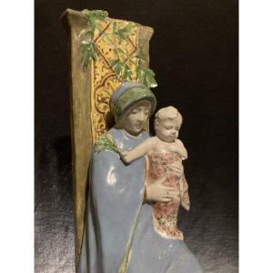 Bologne, Manufacture Angelo Minghetti- Madone aux Oliviers, Circa 1896