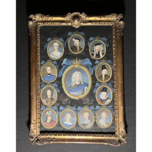 Frederick I Of Sweden And His Royal Line, Attributed To Nicolas Lafrensen, Sweden 18th Century