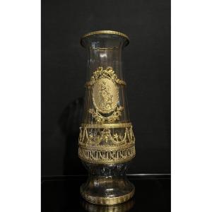 Grand vase en cristal monté pomponne, France fin XIXÉ 