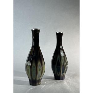 Pair Of Lythialin Glass Vases, Bohemian, Circa 1840