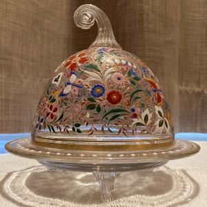 Coupe Couverte En Cristal émaillée Pour Le Marché Ottoman, Bohème Vers 1880