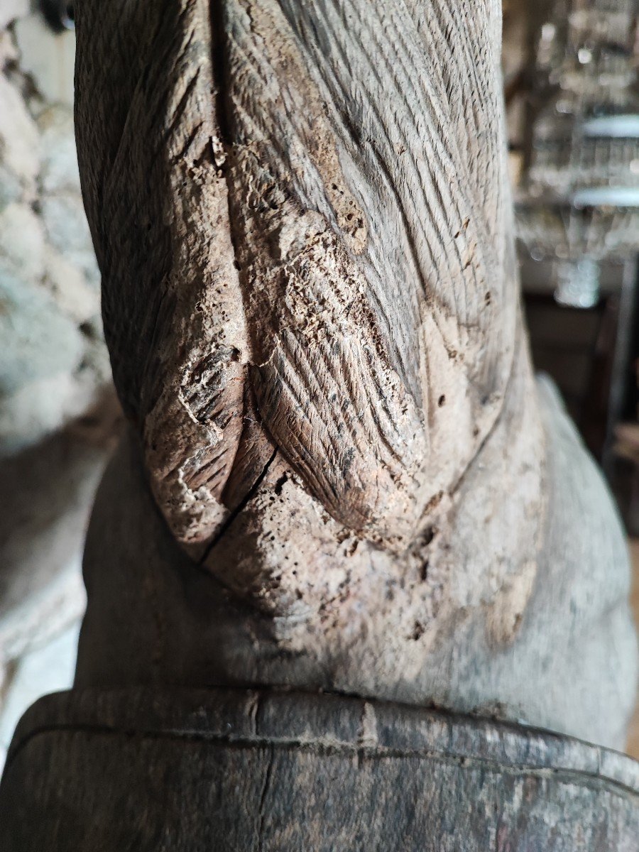 Old Natural Wood Carousel Horse-photo-4