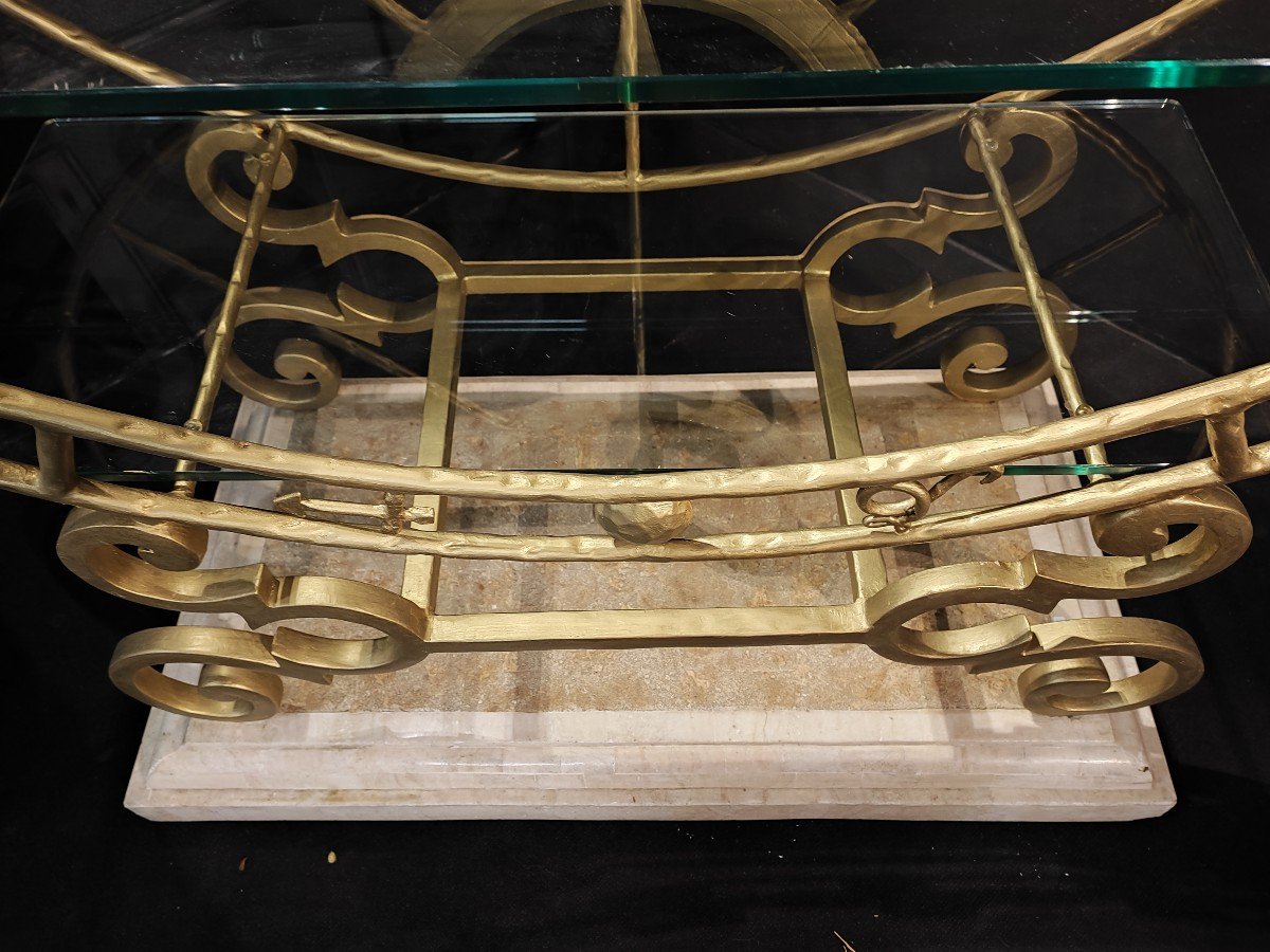 Vitrine Et 4 Chaises Fer forgé doré  modèle Marco Polo de la Maison Fournier-photo-3