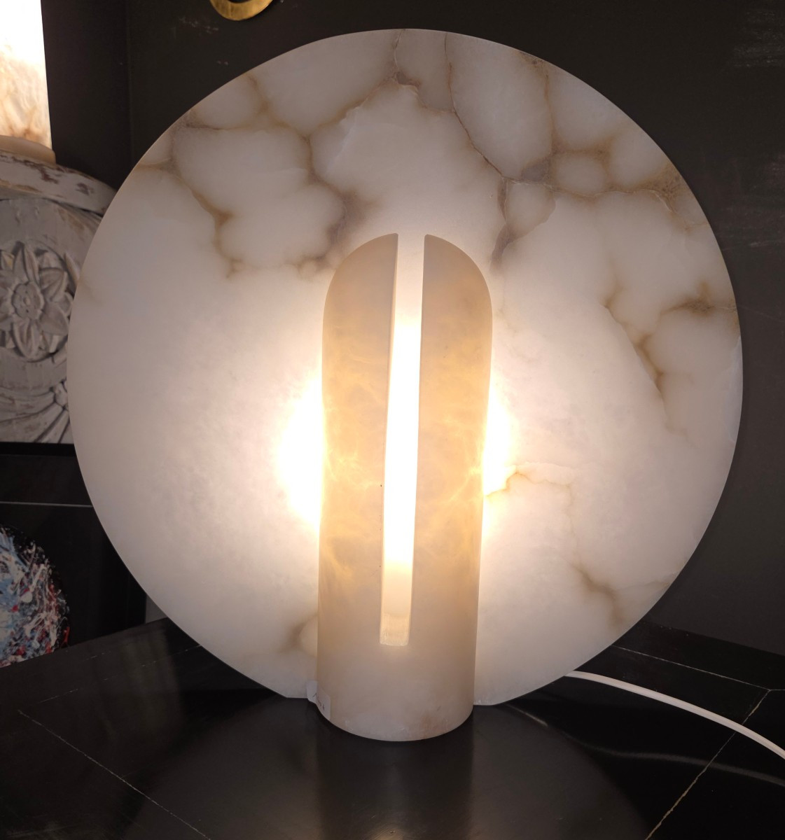 Paire de lampes design en albatre 