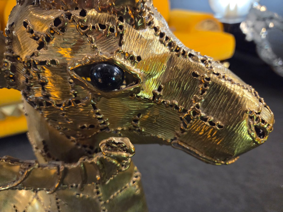 Italian Designer's Welded Brass Sculpture/statue Bustamente-photo-2