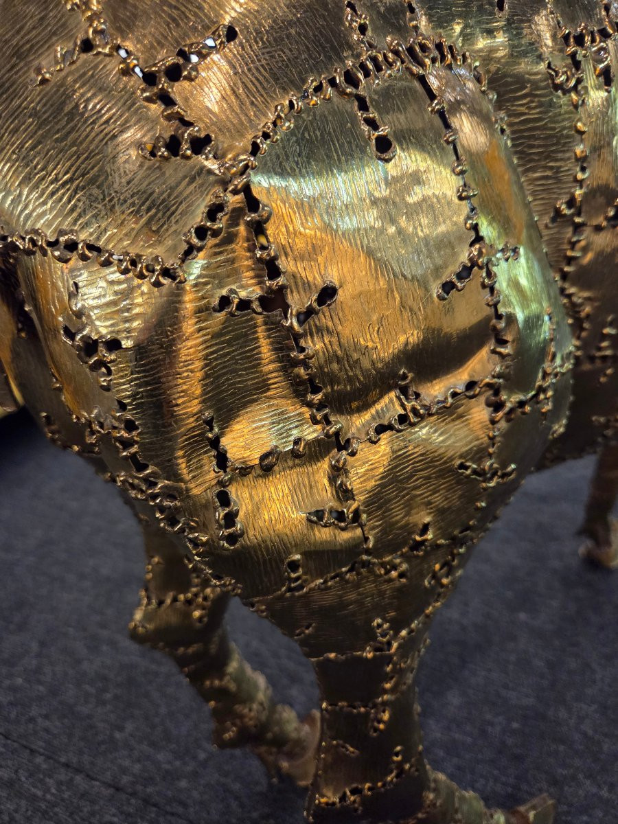 Italian Designer's Welded Brass Sculpture/statue Bustamente-photo-1