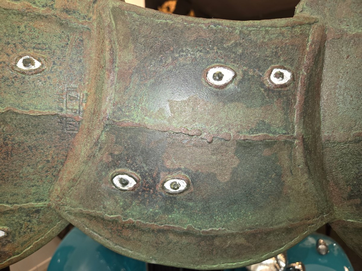 Modern Sculpture In Patinated Iron By Henri Terres, 1992-photo-5