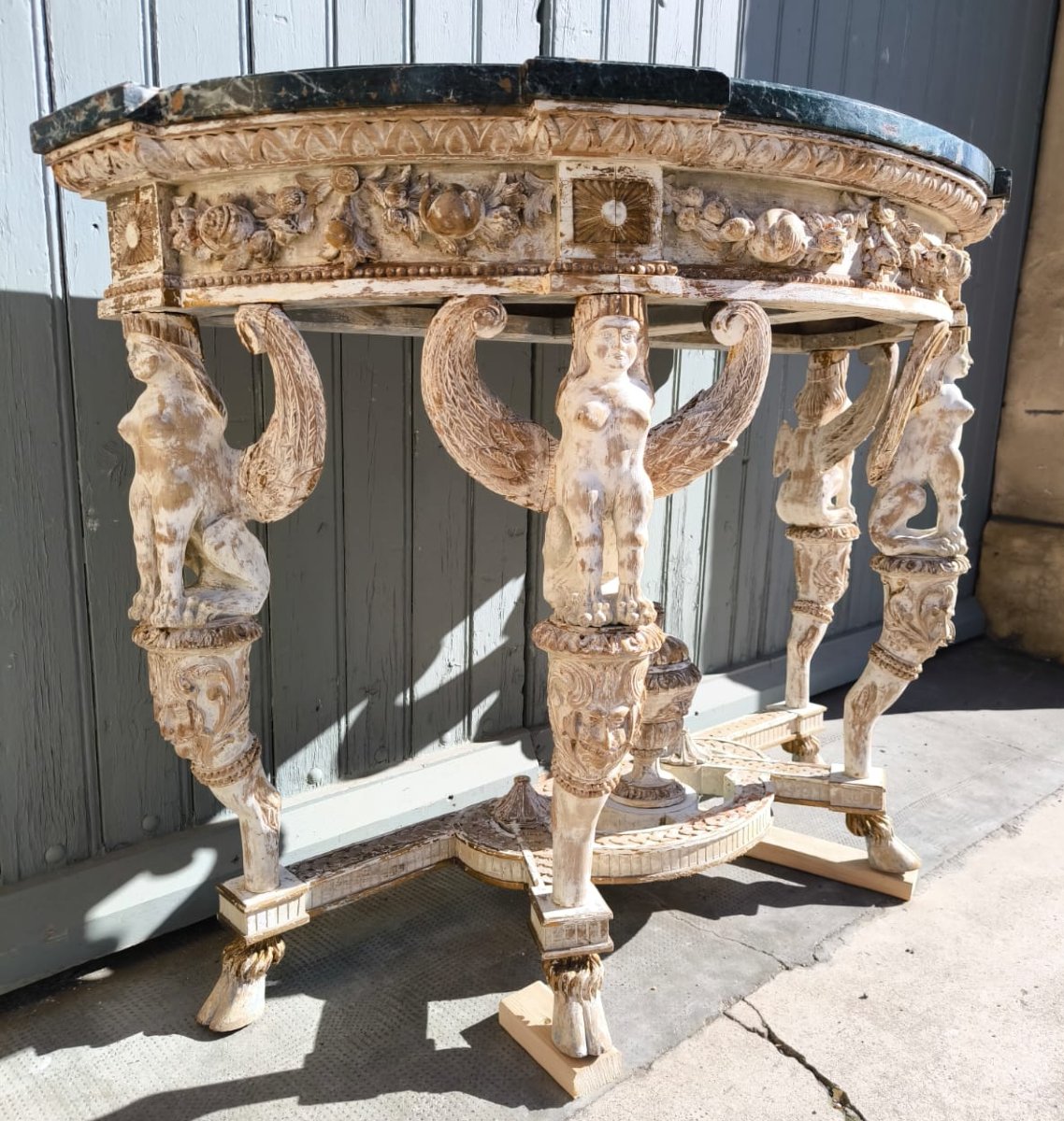 Empire Style Half-moon Console Table With 4 Feet-photo-2