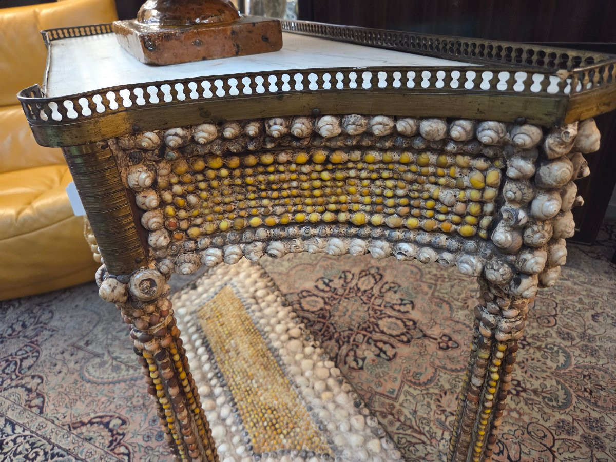 Console Louis Louis XVI  coquillages  mobilier de grotte-photo-4