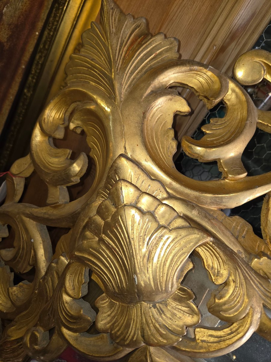 Miroir pareclose XIX ème  fronton decor aux lions-photo-3