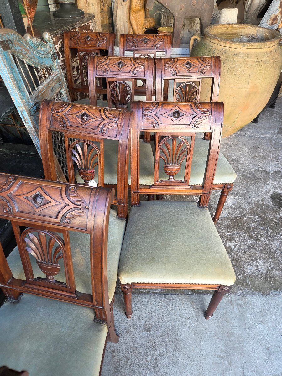 Serie de 12 chaises en noyer époque Empire-photo-2