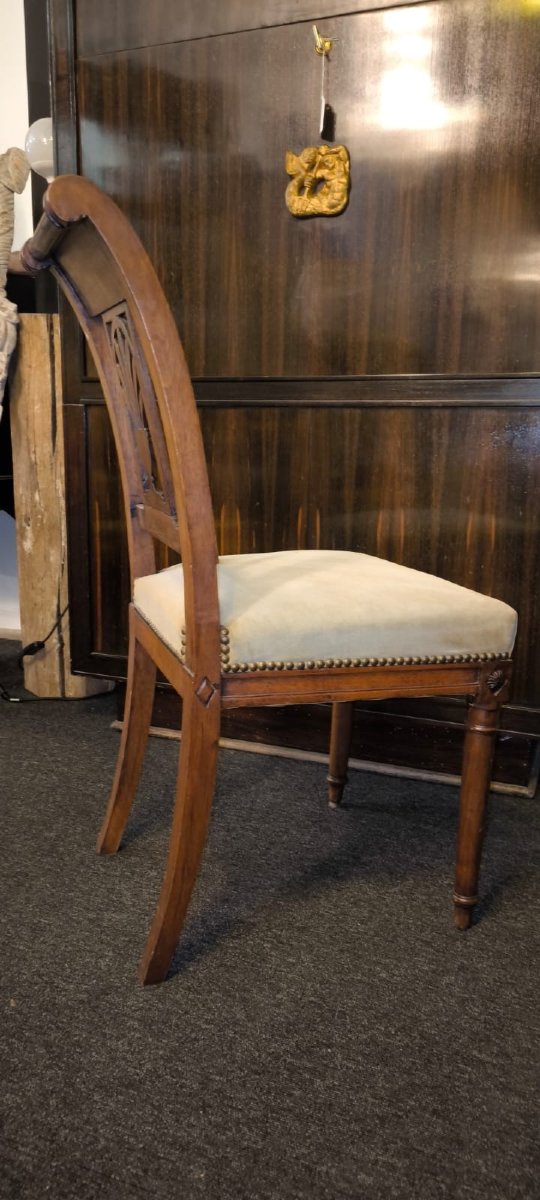 Set Of 12 Walnut Chairs, Empire Period-photo-7