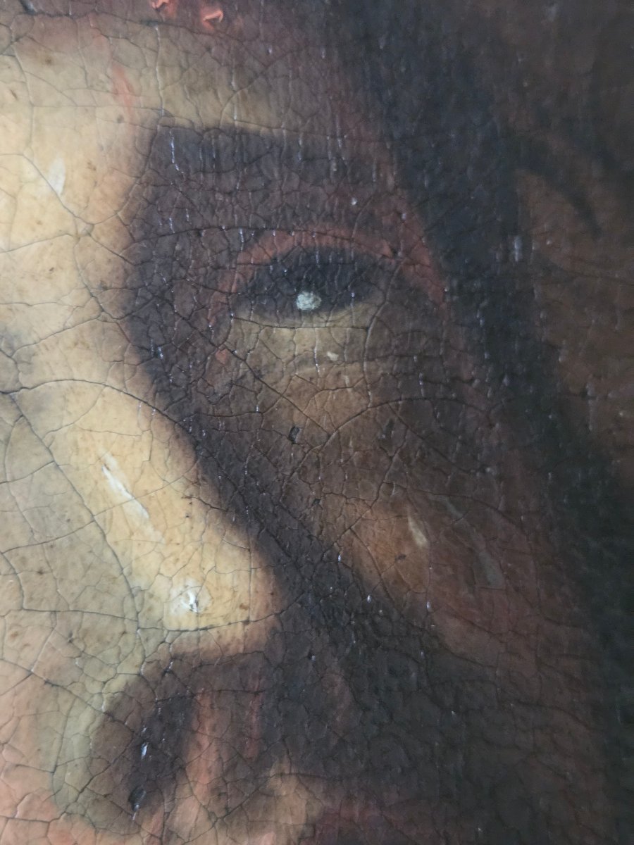 Tableau huile sur toile datée 1788 Christ au roseau Ecce Homo-photo-3