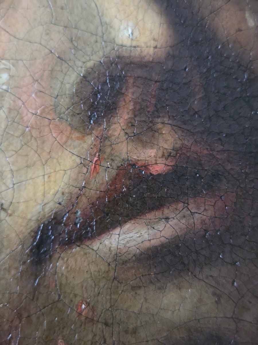 Tableau huile sur toile datée 1788 Christ au roseau Ecce Homo-photo-1