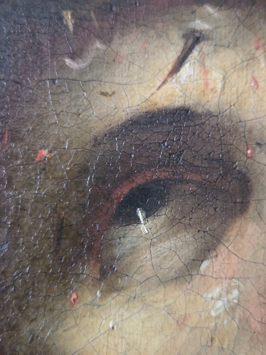 Tableau huile sur toile datée 1788 Christ au roseau Ecce Homo-photo-4