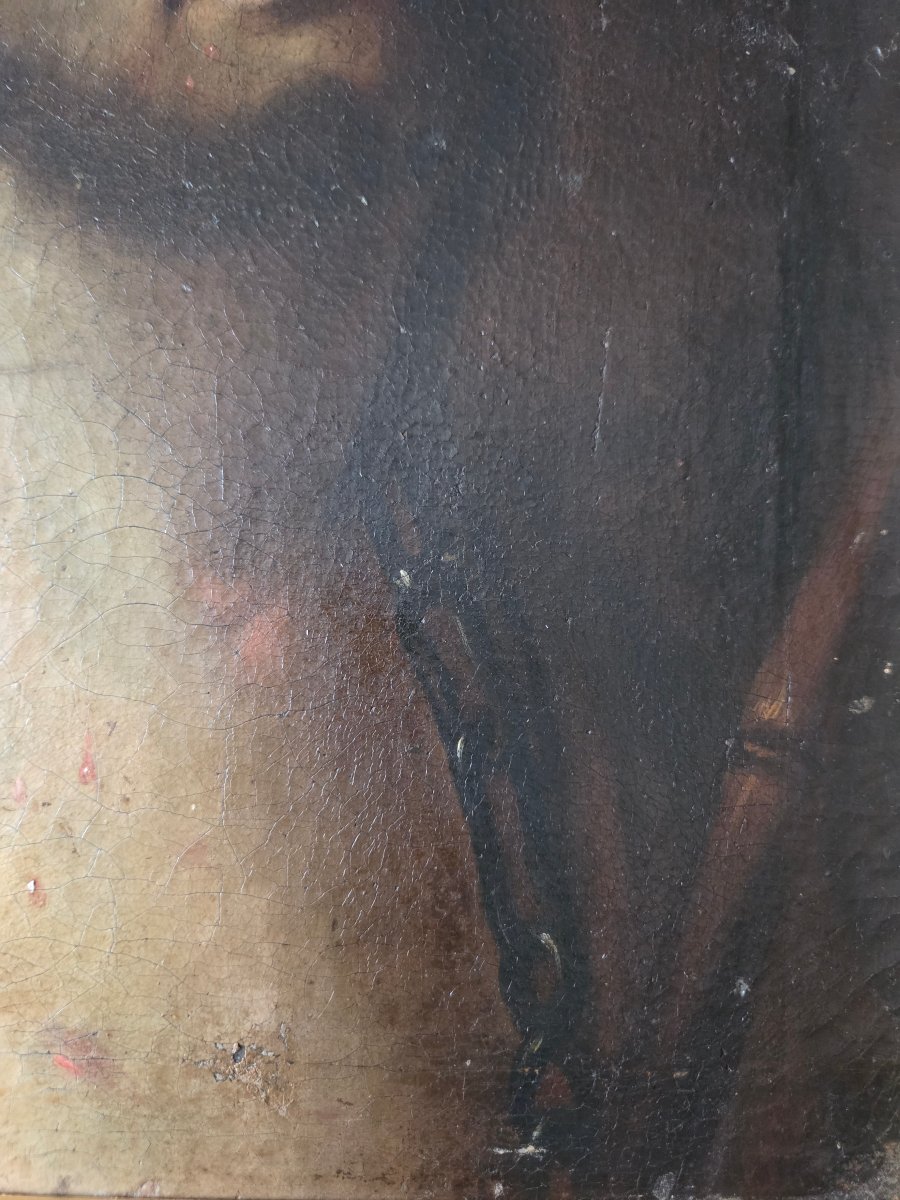 Tableau huile sur toile datée 1788 Christ au roseau Ecce Homo-photo-6