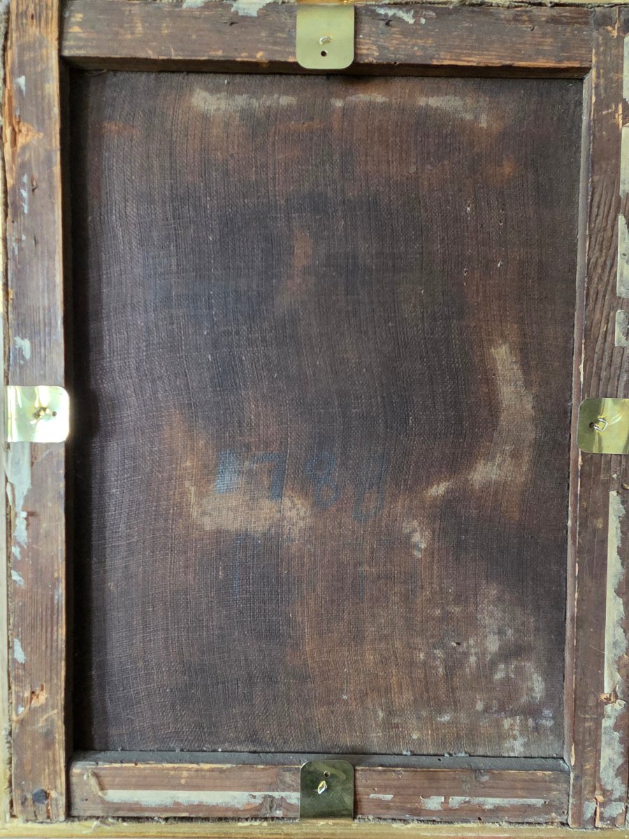 Tableau huile sur toile datée 1788 Christ au roseau Ecce Homo-photo-7