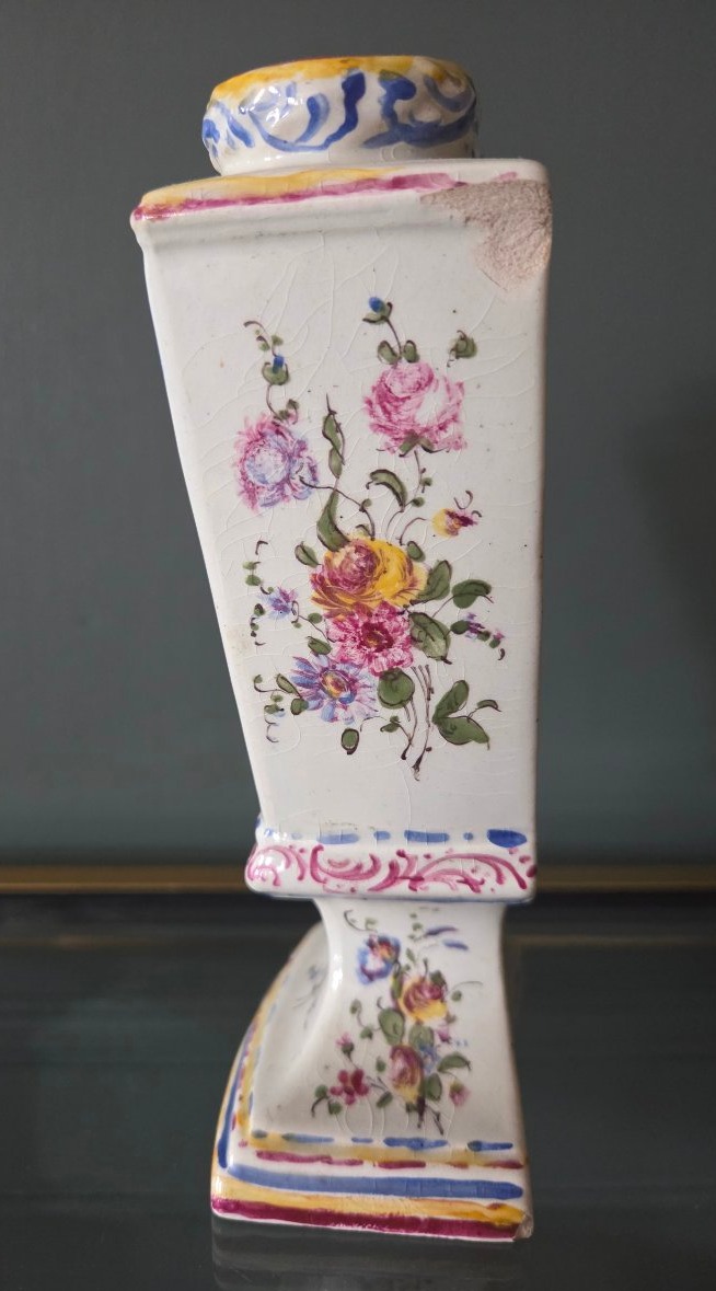 Tulipière pique fleurs en faience Est France signée Aprey -photo-2